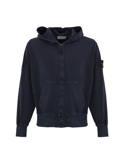 Felpa 6100017 in cotone biologico Panama effetto Old Dark blue STONE ISLAND | 6100017S0184V0126